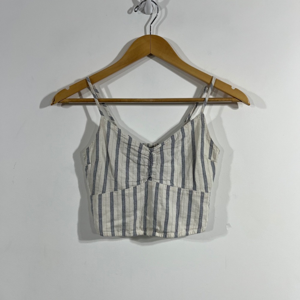Abercrombie & Fitch Fisherman Preppy Y2K Babydoll Striped Linen Cami Top XS Boho